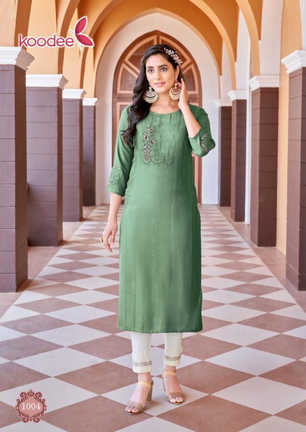 Koodee Naveli Vol 1 Rayon Fancy Kurti With Bottom Colletion